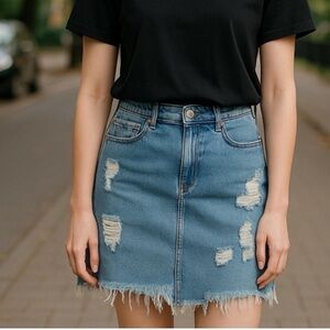 Jean Skirt Cult of Individuality Distressed Raw Hem Sz 30